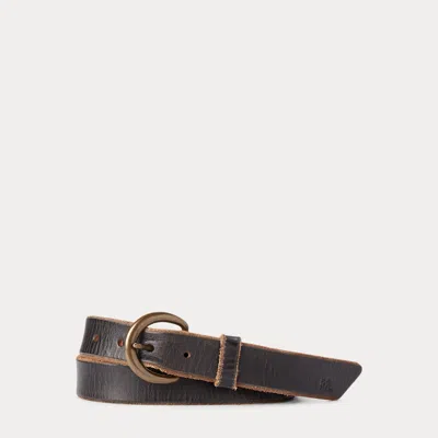 Ralph Lauren Tumbled Leather Belt In Brown In Neutral