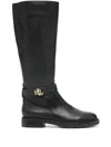 Ralph Lauren Brooke Ii Burnished Leather Tall Boot In Black