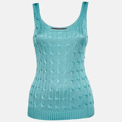Pre-owned Ralph Lauren Turquoise Cable Knit Tank Top S In Blue