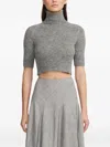 Ralph Lauren Turtle-neck Short-sleeve Top In Gray