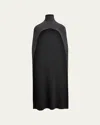 Ralph Lauren Turtleneck Cashmere High-low Cape In Gray