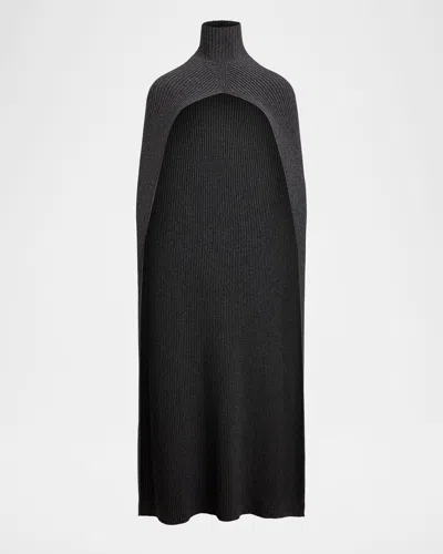 Ralph Lauren Turtleneck Cashmere High-low Cape In Gray
