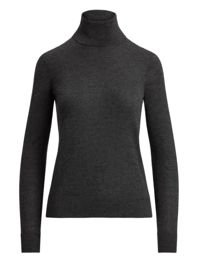 Ralph Lauren Turtleneck Cashmere Top In Gray