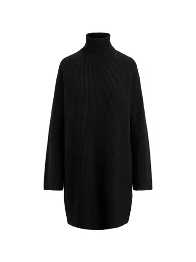 Ralph Lauren Turtleneck Cocoon Mini Dress In Black