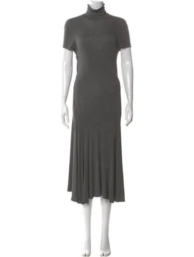 Pre-owned Ralph Lauren Turtleneck Midi Length Dress In Gray