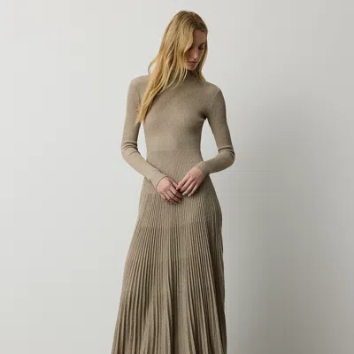 Ralph Lauren Turtleneck Sweater Evening Dress In Champagne Gold In Gray