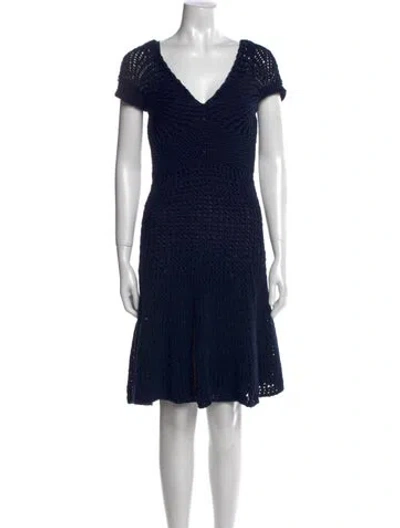 Pre-owned Ralph Lauren Tweed Pattern Knee-length Dress In Blue