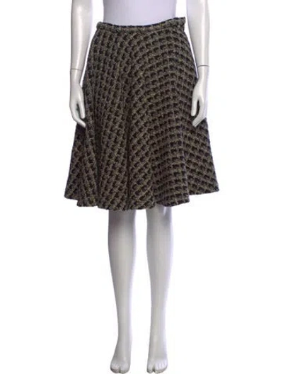 Pre-owned Ralph Lauren Tweed Pattern Midi Length Skirt In Black