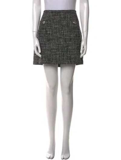 Pre-owned Ralph Lauren Tweed Pattern Mini Skirt In Black