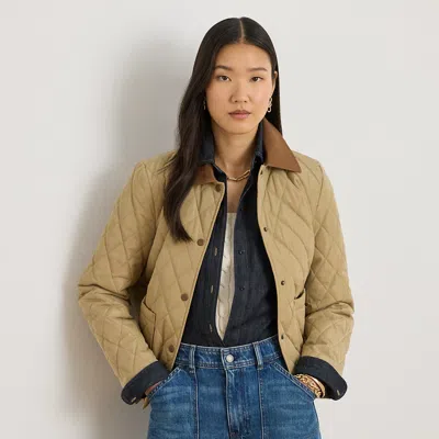 Ralph Lauren Twill-trim Diamond-quilted Barn Jacket In Brown