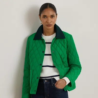 Ralph Lauren Twill-trim Diamond-quilted Barn Jacket In Stem In Green