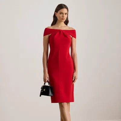 Ralph Lauren Twist-front Crepe Cocktail Dress In Red