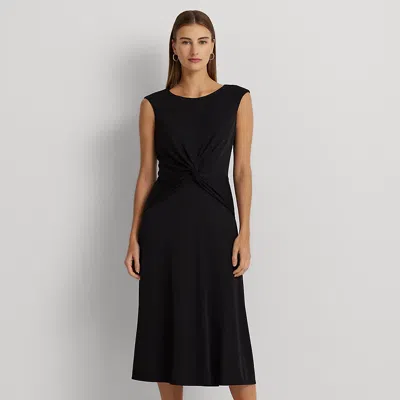 Ralph Lauren Twist-front Jersey Dress In Black
