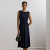 Ralph Lauren Twist-front Jersey Dress In Lighthouse Navy
