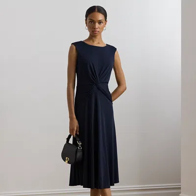 Ralph Lauren Twist-front Jersey Dress In Lighthouse Navy