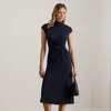 Ralph Lauren Twist-front Jersey Mockneck Dress In Blue