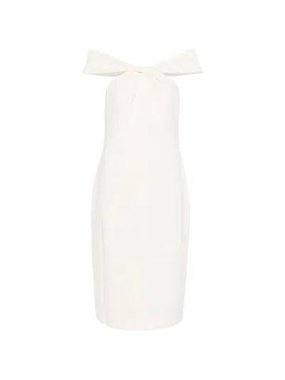 Ralph Lauren Twist Shoulder Midi Dress In White