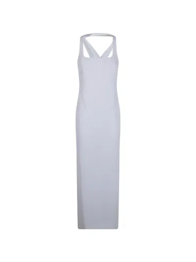 Ralph Lauren Twist-back Slit-detail Dress In Gray