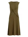 Ralph Lauren Twisted-detail Midi Dress In Green