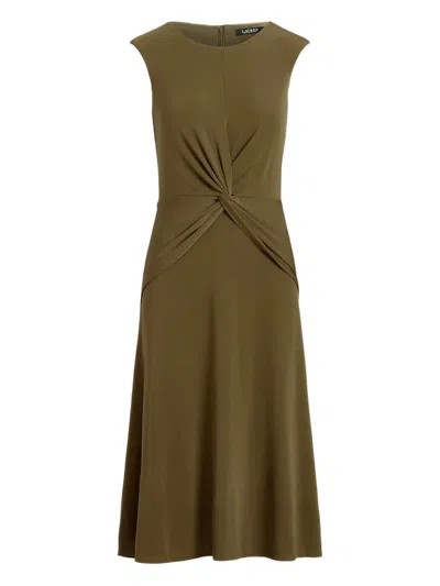 Ralph Lauren Twisted-detail Midi Dress In Green