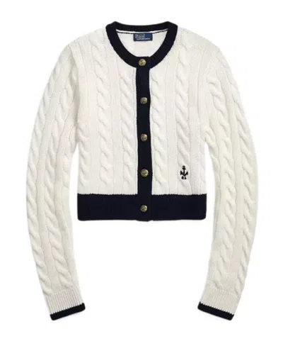 Ralph Lauren Twisted Knitted Cardigan In Navy