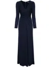 Ralph Lauren Twisted V-neck Gown In Blue