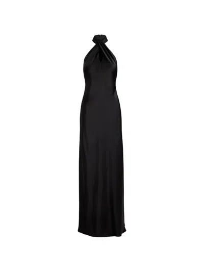 Ralph Lauren Twist-front Halterneck Maxi Dress In Black