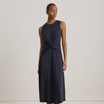 Ralph Lauren Twist-front Jersey Sleeveless Dress In Lauren Navy In Blue