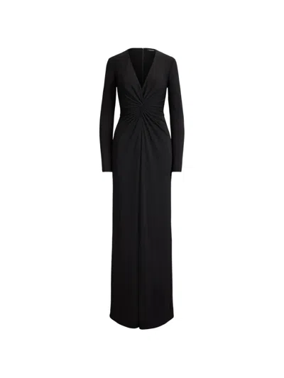 Ralph Lauren Twist-front V-neck Maxi Dress In Black