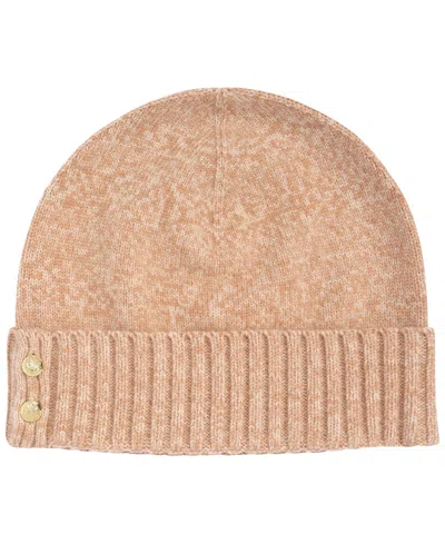 Ralph Lauren Two Button Knit Beanie In Camel Heather