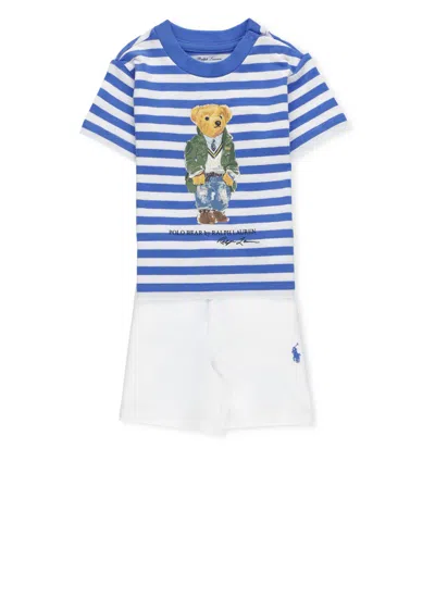 Ralph Lauren Babies' Polo Bear-motif Shorts Set In Blue