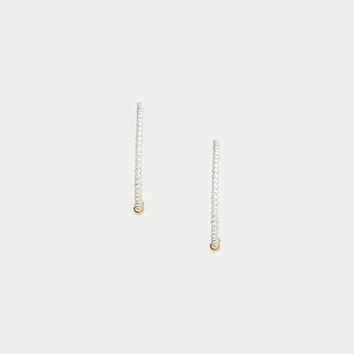 Ralph Lauren Two-tone Beaded Hoop Earrings In Multi