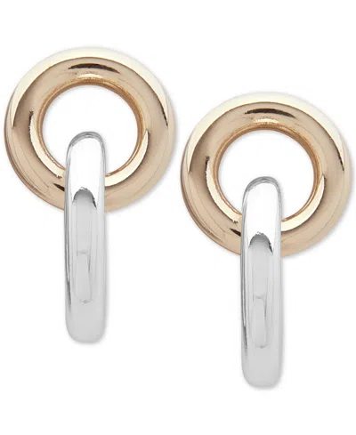 Ralph Lauren Two-tone Circle & Bar Drop Earrings In Gold