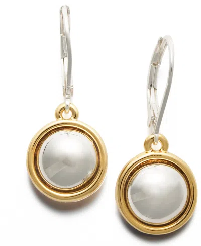 Ralph Lauren Two Tone Circle Drop Earrings In Gold,silver