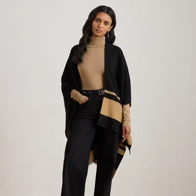 Ralph Lauren Two-tone Crest Jacquard Ruana In Multi