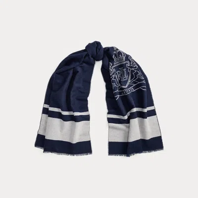 Ralph Lauren Two-tone Crest Jacquard Wrap Scarf In Multi