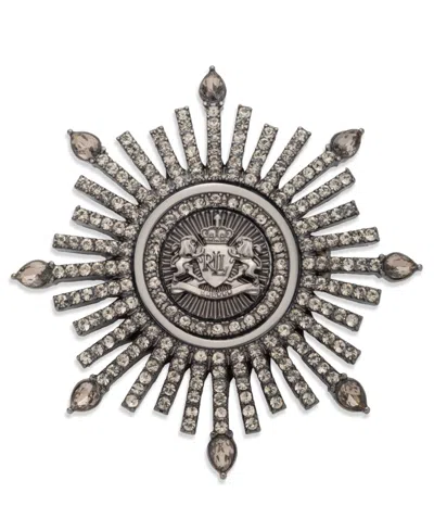 Ralph Lauren Two-tone Crystal Crest Burst Pin In Silver