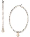 Ralph Lauren Two-tone Cubic Zirconia Beaded Hoop Drop Earrings