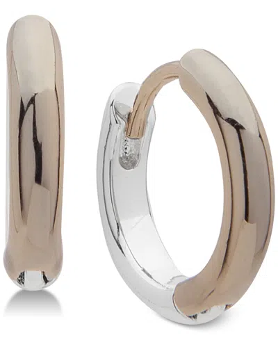 Ralph Lauren Two-tone Huggie Small Hoop Earrings S In Gold