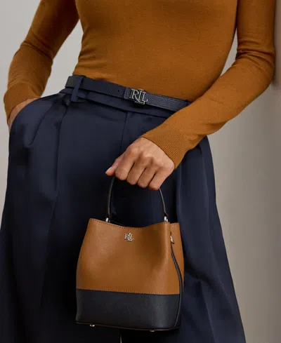 Ralph Lauren Two-tone Leather Small Reese Bucket Bag