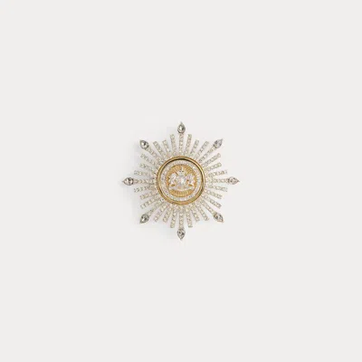 Ralph Lauren Two-tone Crystal Crest Burst Pin In Gold