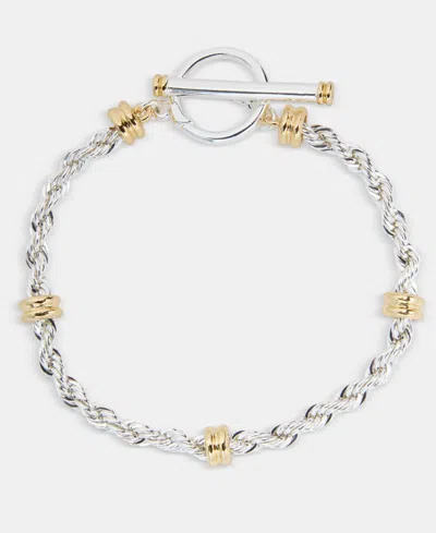 Ralph Lauren Two-tone Rope Link Toggle Bracelet In Metallic