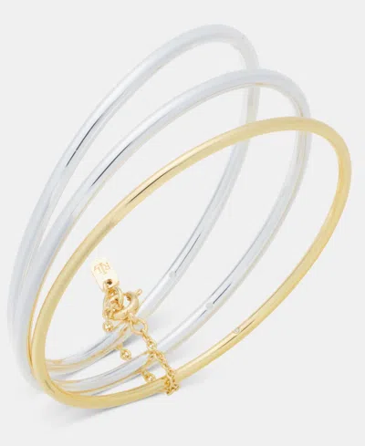 Ralph Lauren Two-tone Bangle Bracelets, Set Of 3 In Gold