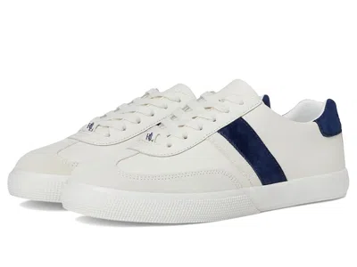 Ralph Lauren Two-tone Braylee Leather Suede Sneakers In Burgundy