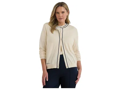 Ralph Lauren Two-tone Cotton-modal Cardigan In Neutral