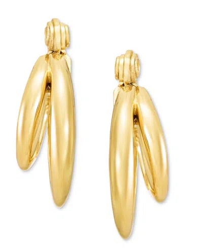 Ralph Lauren Two-tone Puffy Split Hoop Earrings In Gold