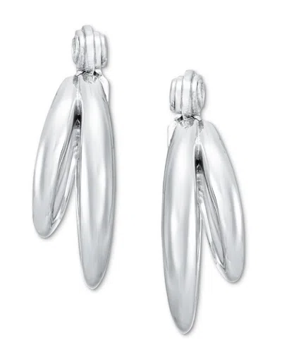 Ralph Lauren Two-tone Puffy Split Hoop Earrings In Metallic