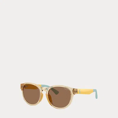 Ralph Lauren Kids' Two-toned-temple Round Sunglasses In Shiny Light Yellow In Brown