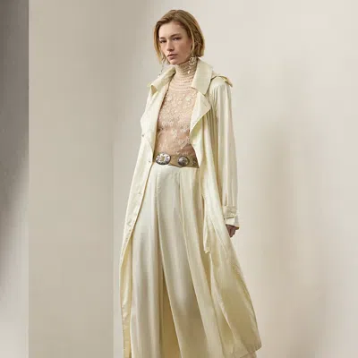 Ralph Lauren Twyla Charmeuse Trench Coat In Lux Cream