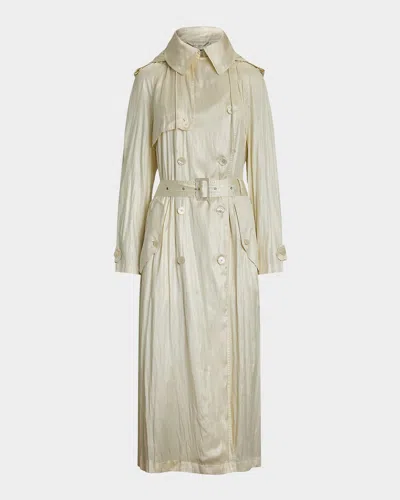 Ralph Lauren Twyla Technical Glossy Charmeuse Trench Coat In Neutrals